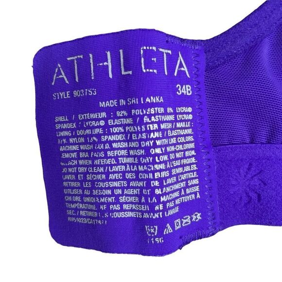 ATHLETA Tank Top Built In Bra Support Racerback Yoga Running Purple Womens 34B - Picture 11 of 11